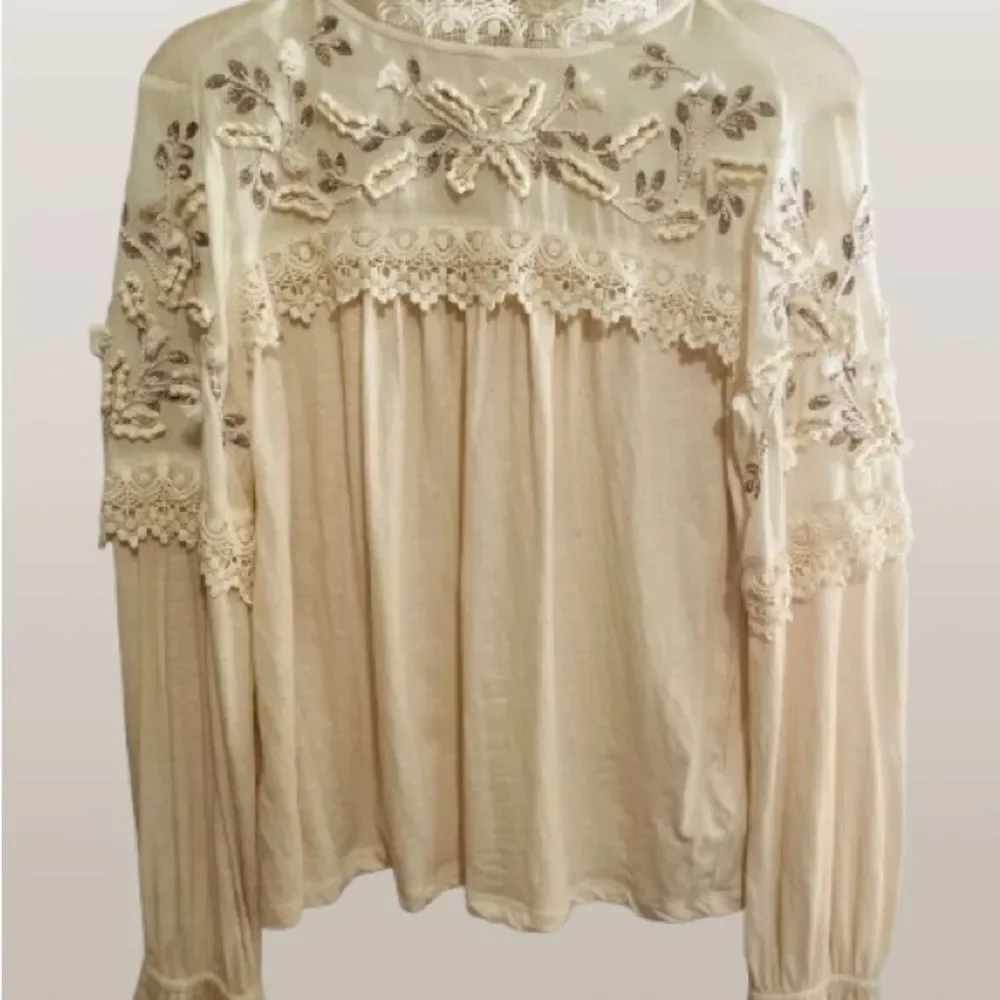 Anthropologie Embroidered & Lace Blouse NWOT